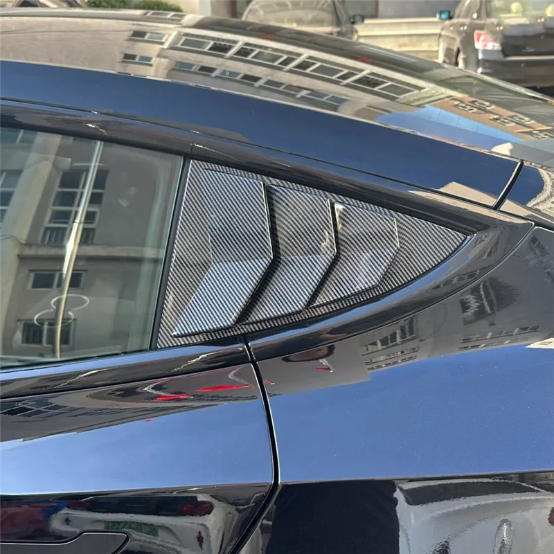 

Rear Car Window Shutter Cover For Tesla Model 3 Highland 2024 Louver Side Vent Trim Triangle Parts Matte Carbon-ABQF