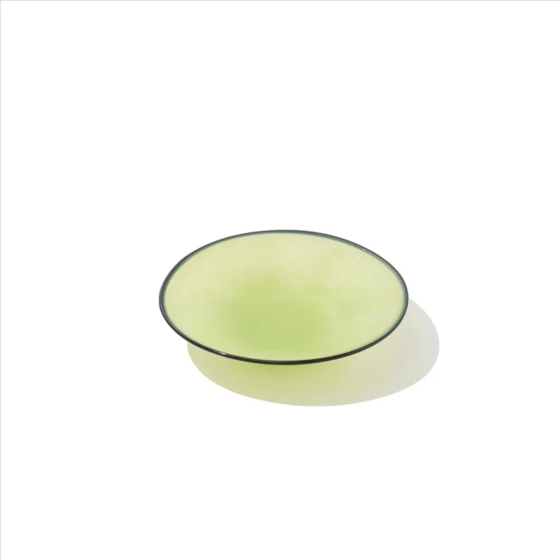 

porcelain powder black edge open vase flower dining table TV cabinet simple creative handmade household glass fruit plate