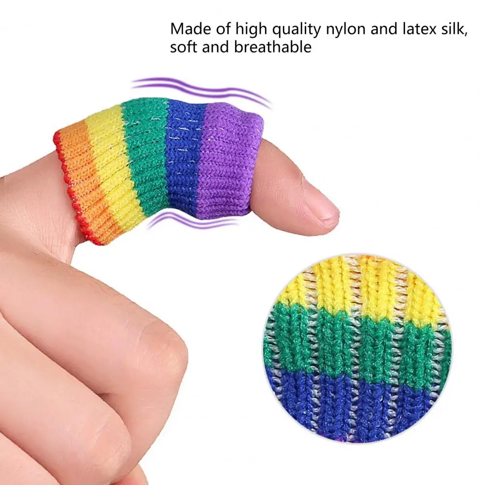 

10Pcs Knitted Finger Sleeves Support Anti Slip Elastic Sweat Absorbing Finger Brace Sleeve for Basketball Thumb Brace Protector