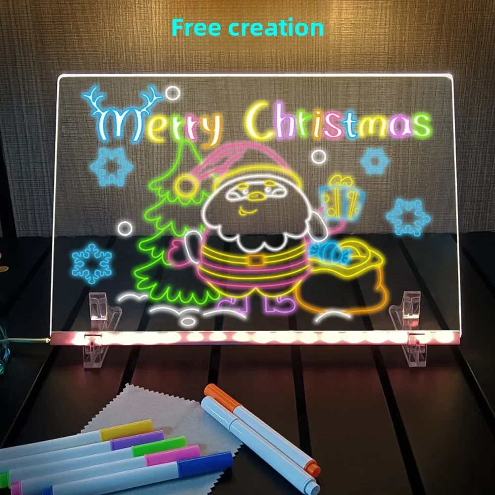 LED-tekentafel DIY-acrylbord met kleurpennen LED-notitiebord Tekenspeelgoed voor kinderen Lichtgevend Wordpad-schoolbord met nachtlampje