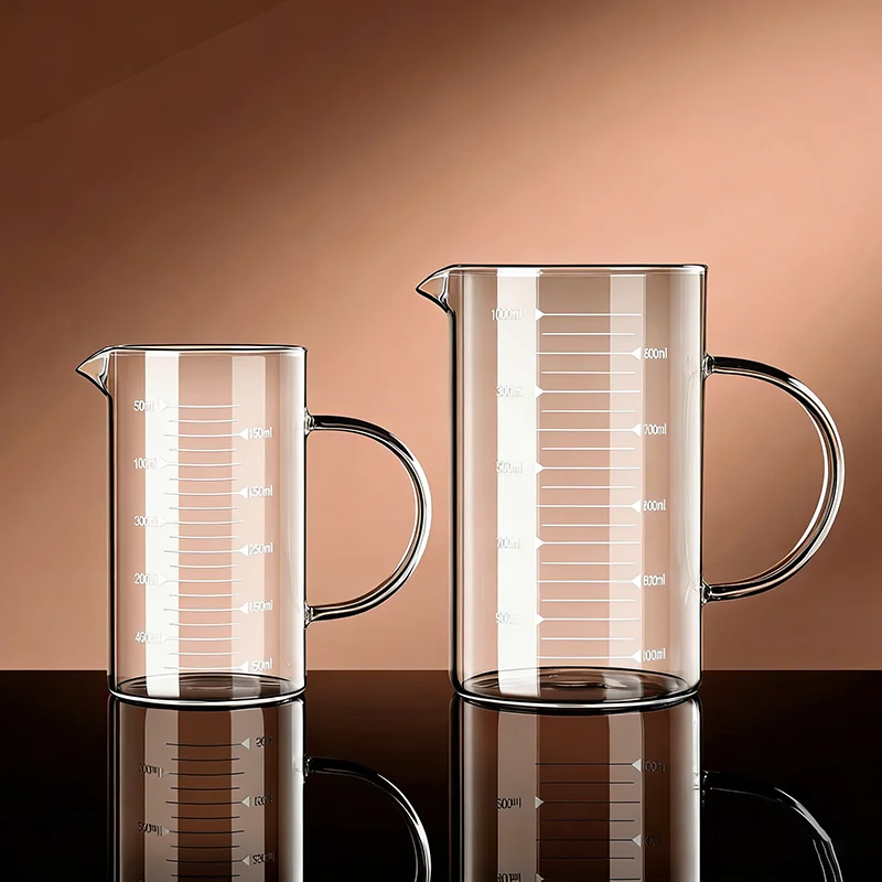 YWDL 1PCS Glass Measuring Cup With Handle High Borosilicate Kitchen Milk Coffee Mug Heat-resistant Cup Laboratory Beaker - view 5
