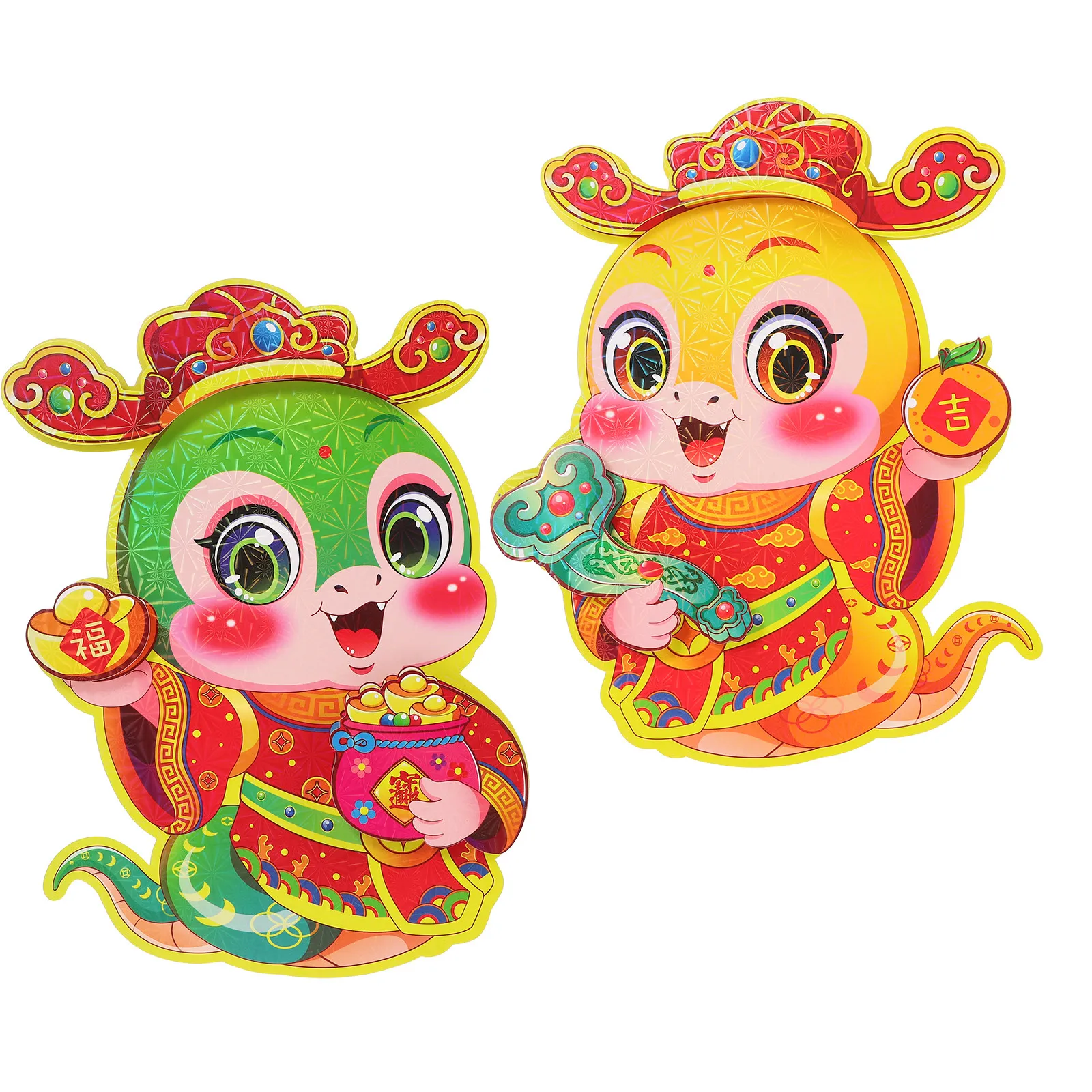 1Pair Lunar New Year Window Clings Glass Stickers Chinese Spring Festival Fu Door Decor Red Lucky Symbol Wear Resistant Self view 4