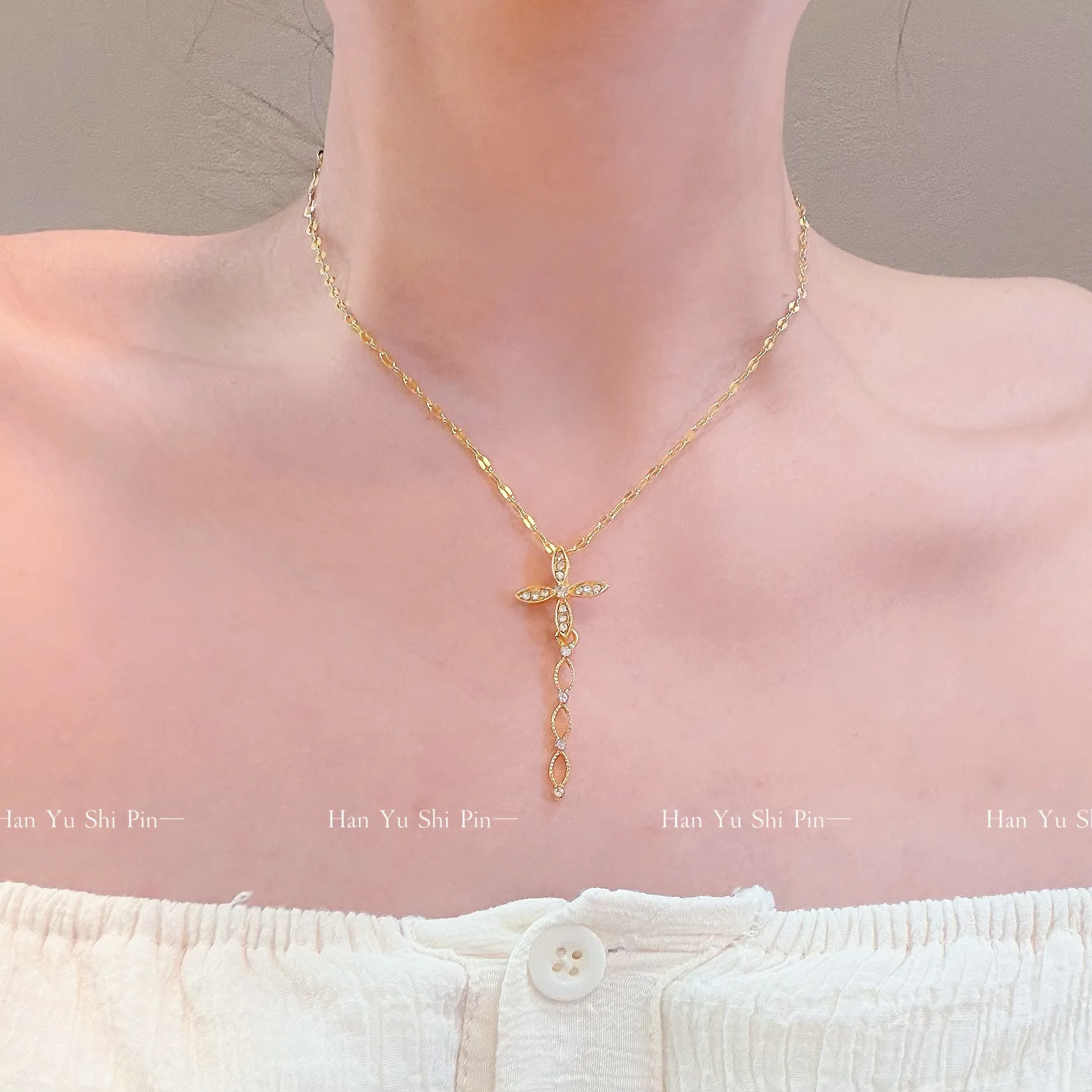 قلادة بوصلة الشمس مع قلادة صليب ونجمة سلسلة طبقات أنيقة مجوهرات بوهيمية قابلة للتكديس #5