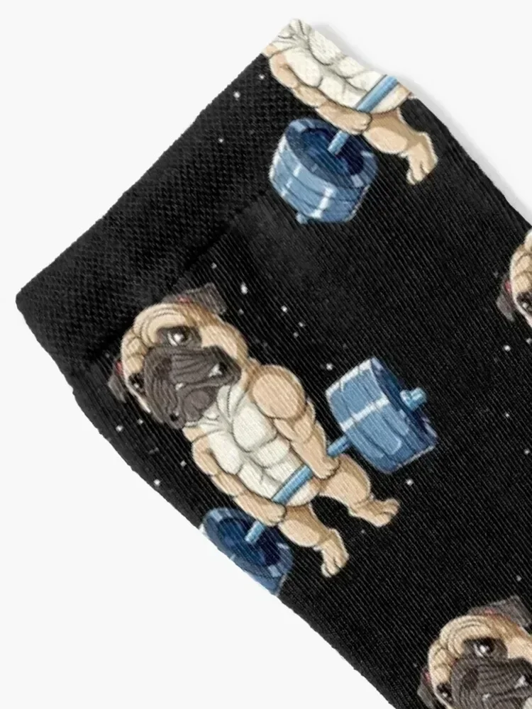 Pug Weightlifting Funny Deadlift Men Fitness Gym Workout Socks anti-slip cycling custom sports Children's Socks Ladies Men's