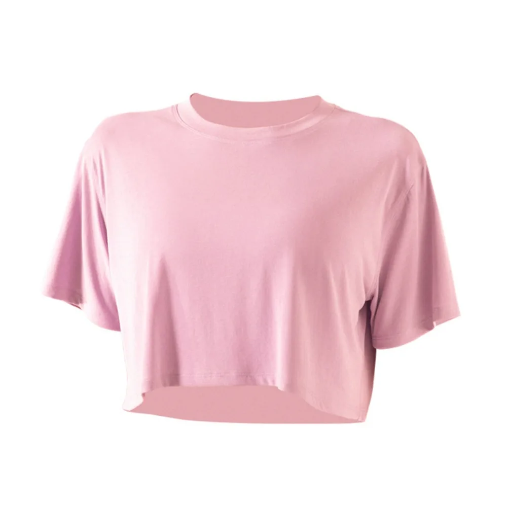 

Loose Fit Yoga Sports Tops Short-Sleeved T-shirts Exercise Crop Top Comfortable Quick-Drying Fitness Clothes Yoga Practice