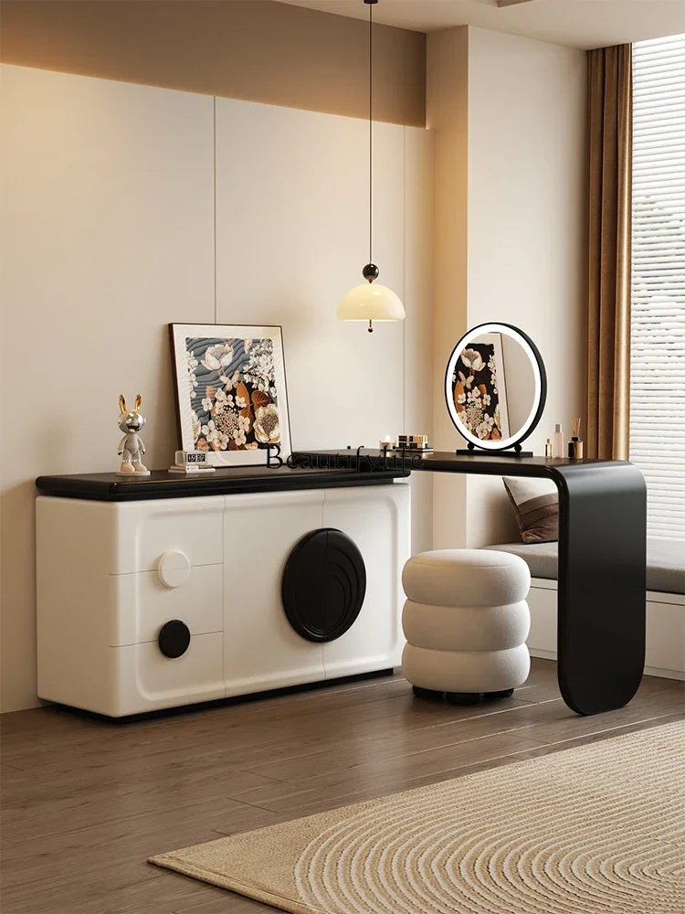 

05-*Premium cream wind solid wood modern simple dresser storage integrated