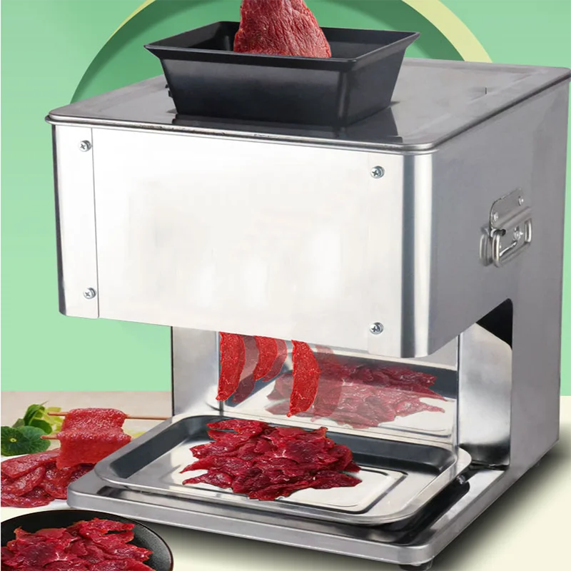 Desktop Commercial Meat Slicer Stainless Removable Knife Meat Shredded Diced Mince Cutting Machine