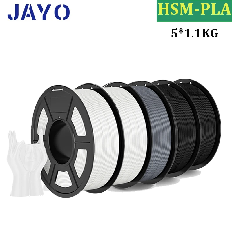 JAYO High Speed Matte PLA 5 Rollen 3D-Druckerfilamente 1,75 mm gemischte Farben, keine Blasenfreies FDM-3D-Druckermaterial für den 3D-Druck