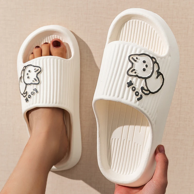 Fashion Cartoon Animals Summer Ladies' Home Flat Shoes Cosy Couple Scuff Lithe Soft Sandals For Men Women Slippers Flip Flops