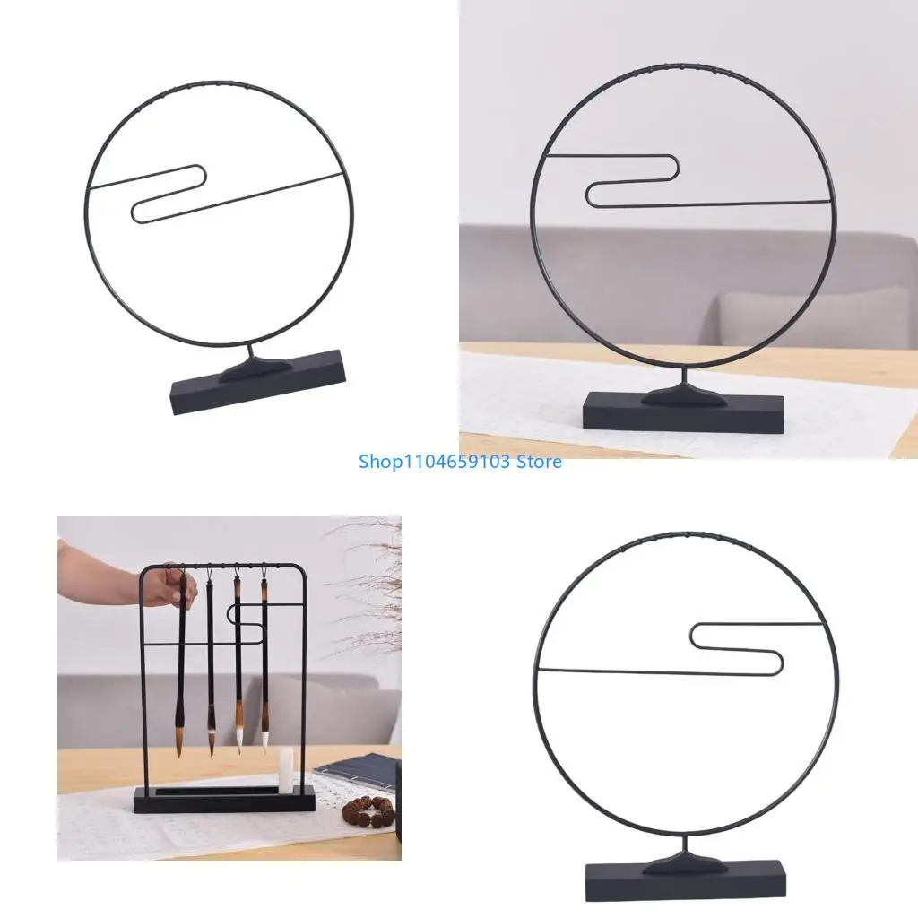 professional-art-desk-organizers-metal-pen-holder-with-nonslip-base-brush-rack-for-multiple-brushes-painting-tools-use