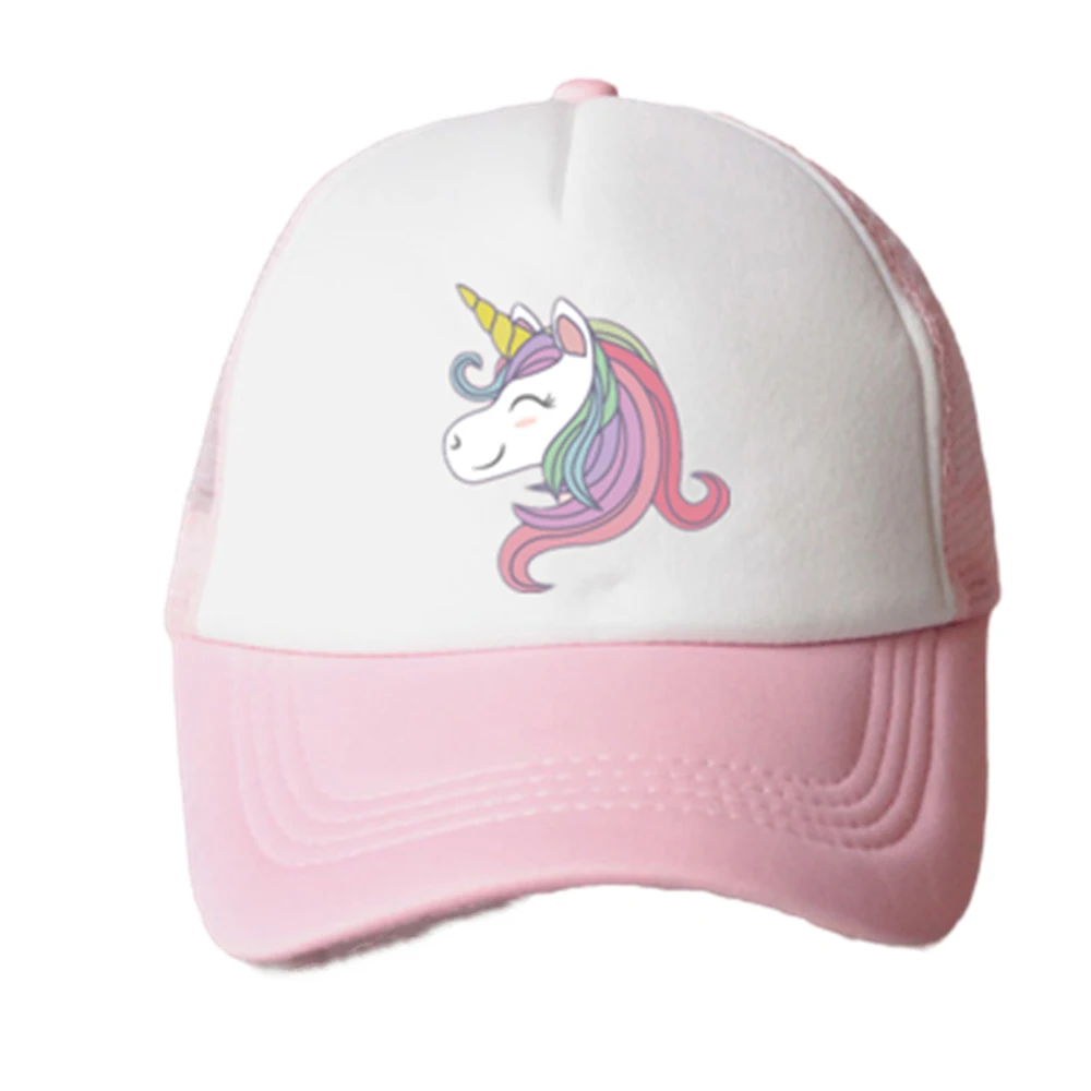 Baby Girl Hat Unicorn Accessories Pink Baseball Cap Summer Sun Truck Caps Outdoor Mesh Hats For Children Kids 3-8 Years