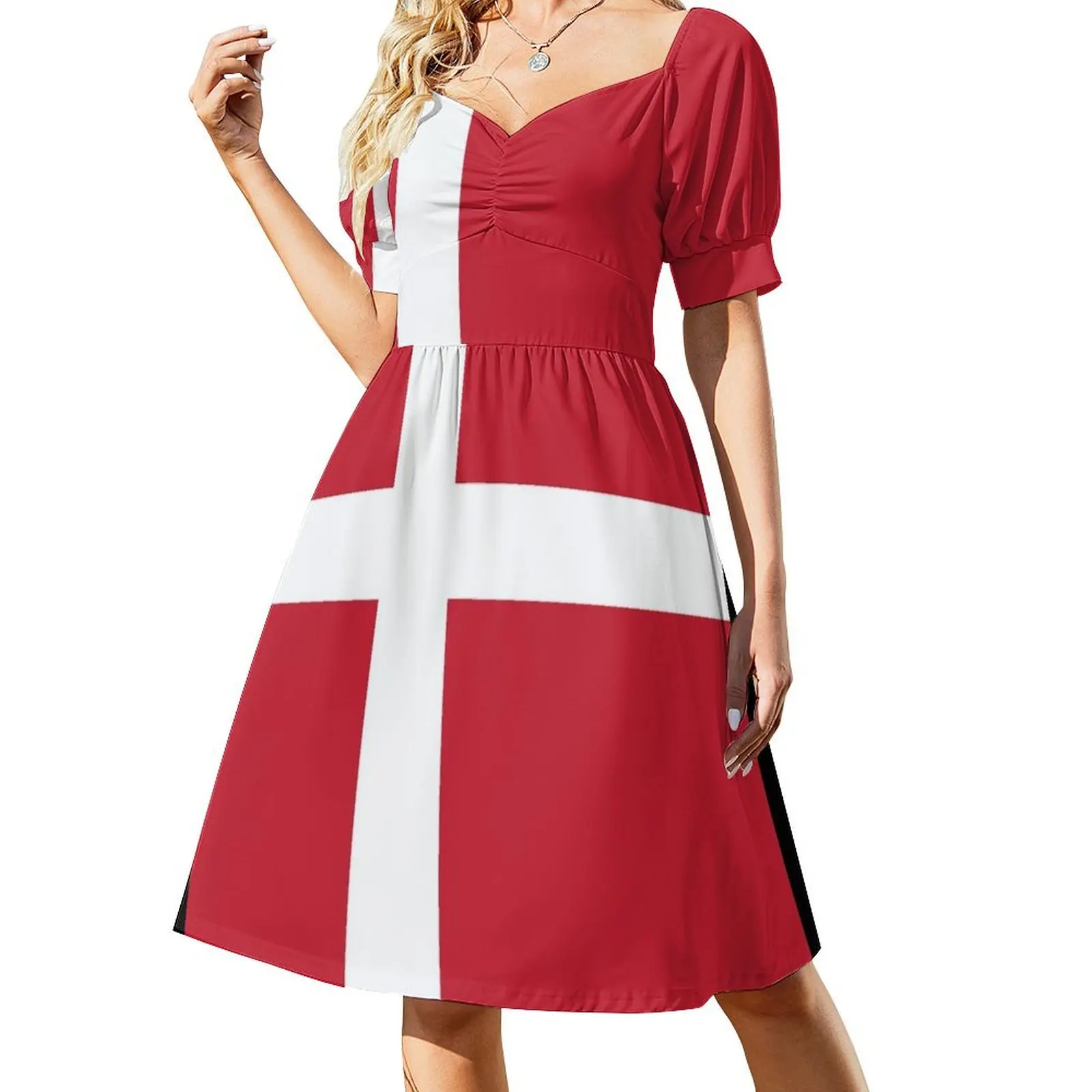 

Flag of Denmark (Dannebrog) Short Sleeved Dress elegant women's sets Women's dress Dress