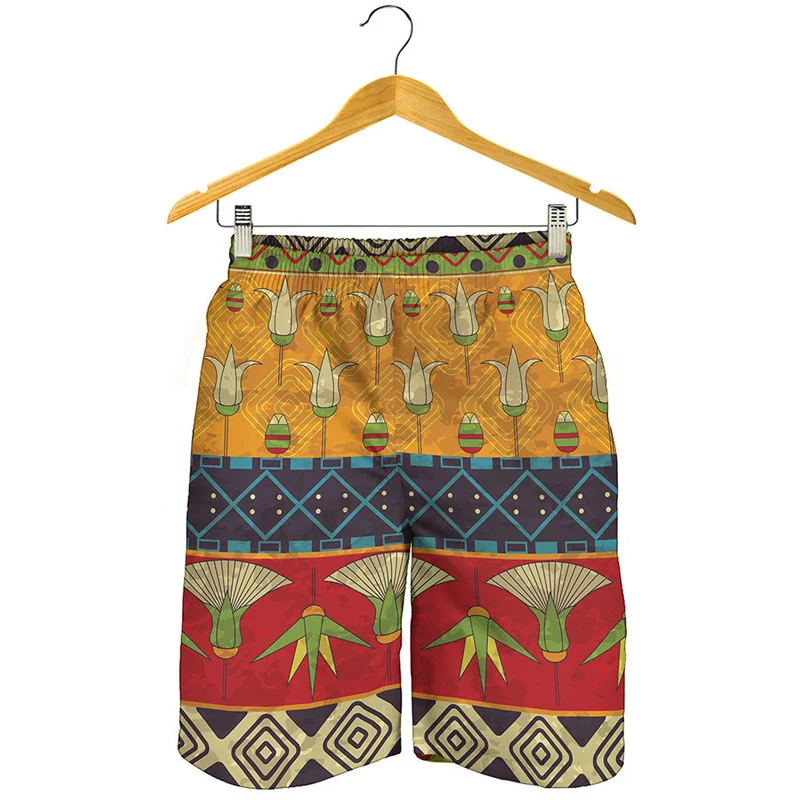 Calções de praia com padrão tribal africano masculino, calções de surf legais, calções estampados em 3D, calças curtas de rua verão, venda quente