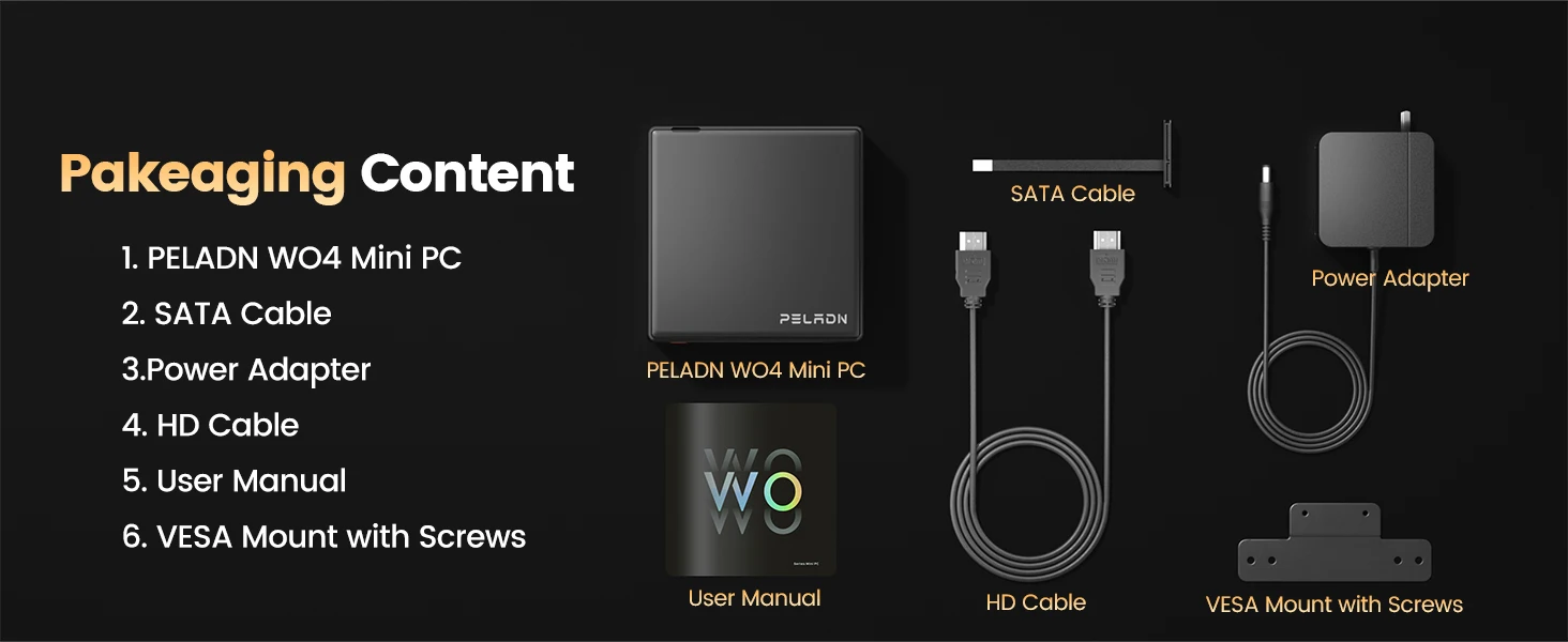 PELADN Gaming WO-4 Mini PC AMD Ryzen 5 7640HS (6 Cores, Up to 5.0GHz) 32GB Dual DDR5 1TB PCIe3.0 SSD Quadruple 4k Display Support