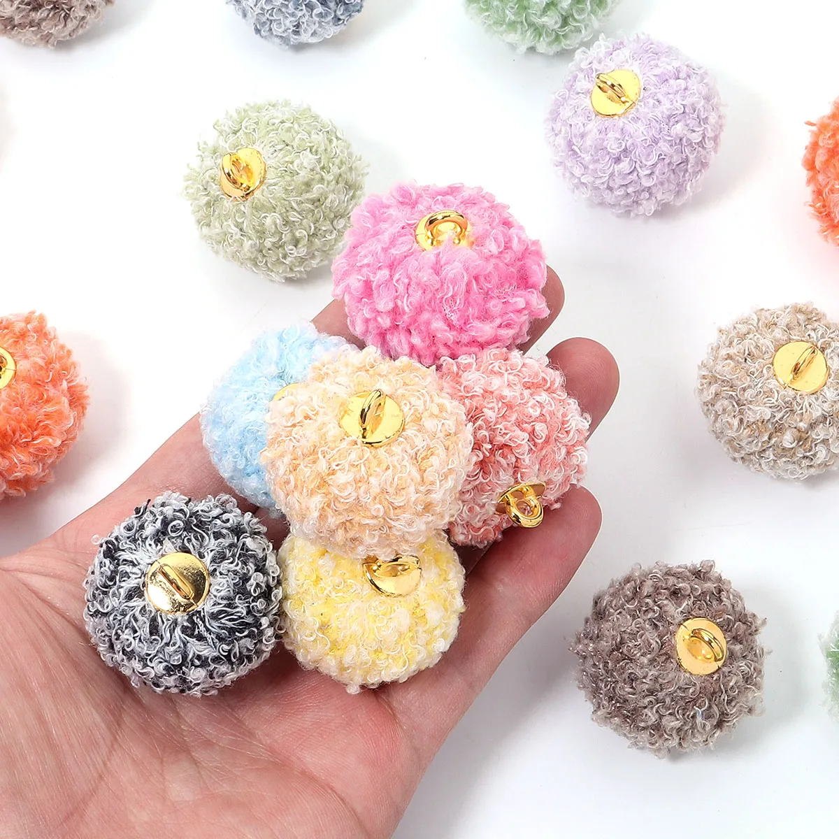 5 pçs de pelúcia pele coberta bola contas encantos diy pompom contas para diy roupas cachecol decoração fazendo casa artesanato suprimentos