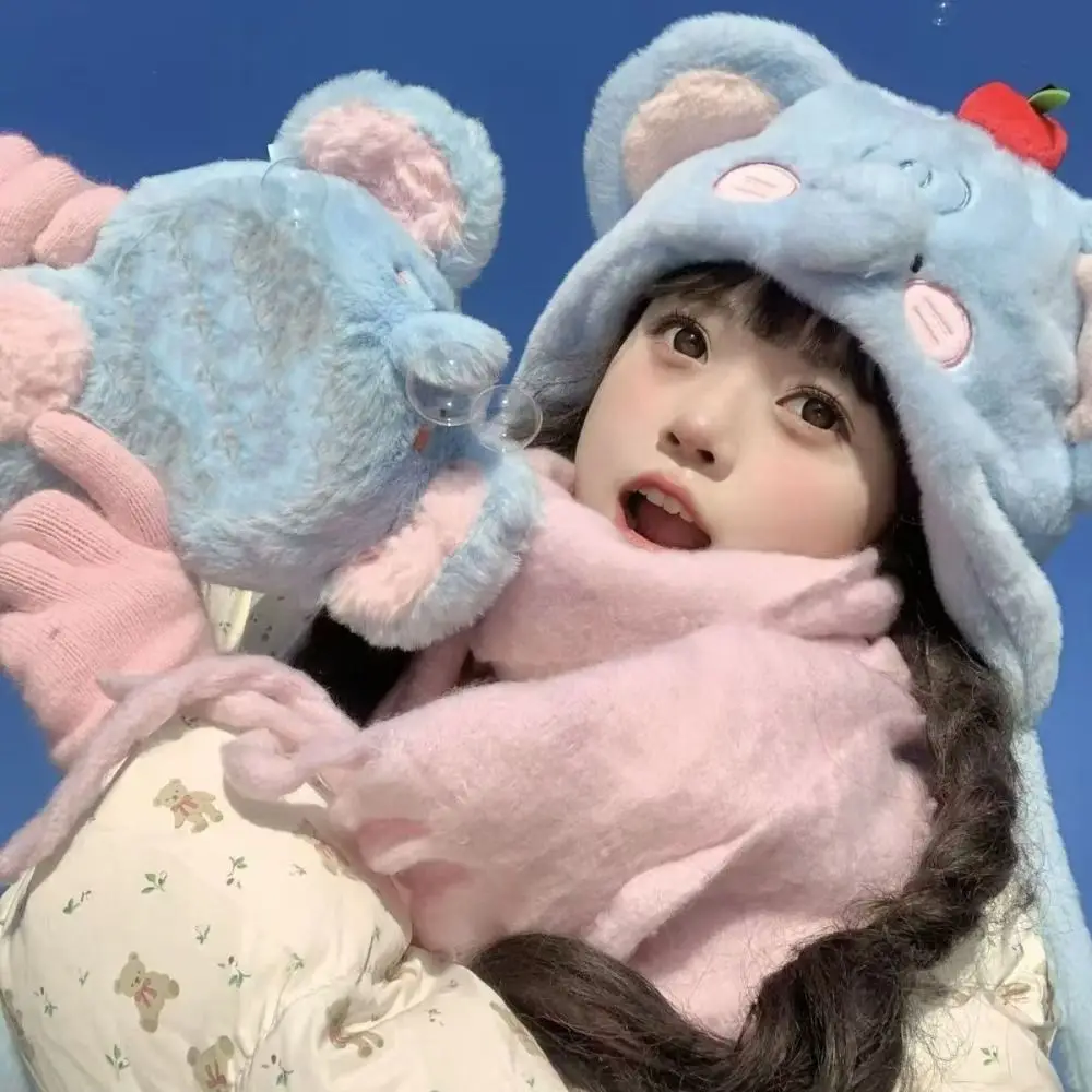 الحلو لطيف سدادات حماية الأذن قبعة الكورية نمط الكرتون الفيل قبعة دافئة يندبروف سميكة أفخم البلوز القبعات الخريف والشتاء #3