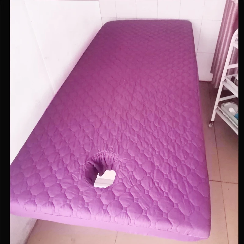 Solid Color Massage Cover Table Bed Fitted Sheet Sweat Full Cover Rubber Band Massage SPA Bed Cover With Face Hole