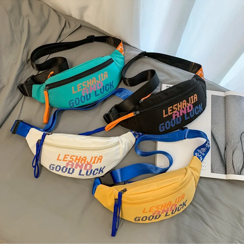 Fashion Large Capacity Sports Chest Bag Color Contrast Waterproof Man's Fanny Pack Phone Pouch Nylon Male Waist Bag Boys