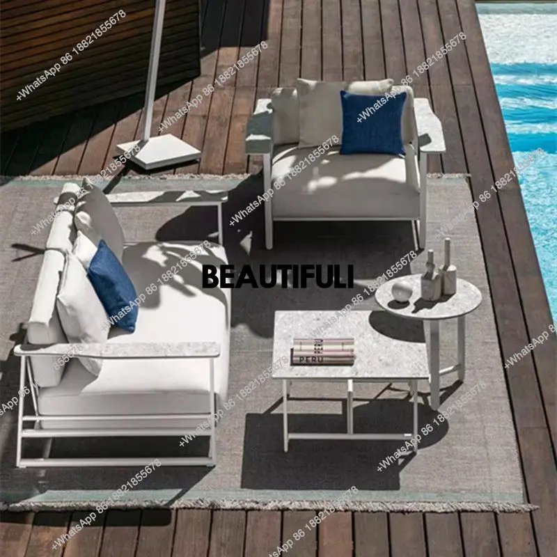 Stainless Steel Courtyard, Terrace, Hotel, Waterproof Sunbathing Villa, Leisure, Outdoor Nordic Furniture Combination