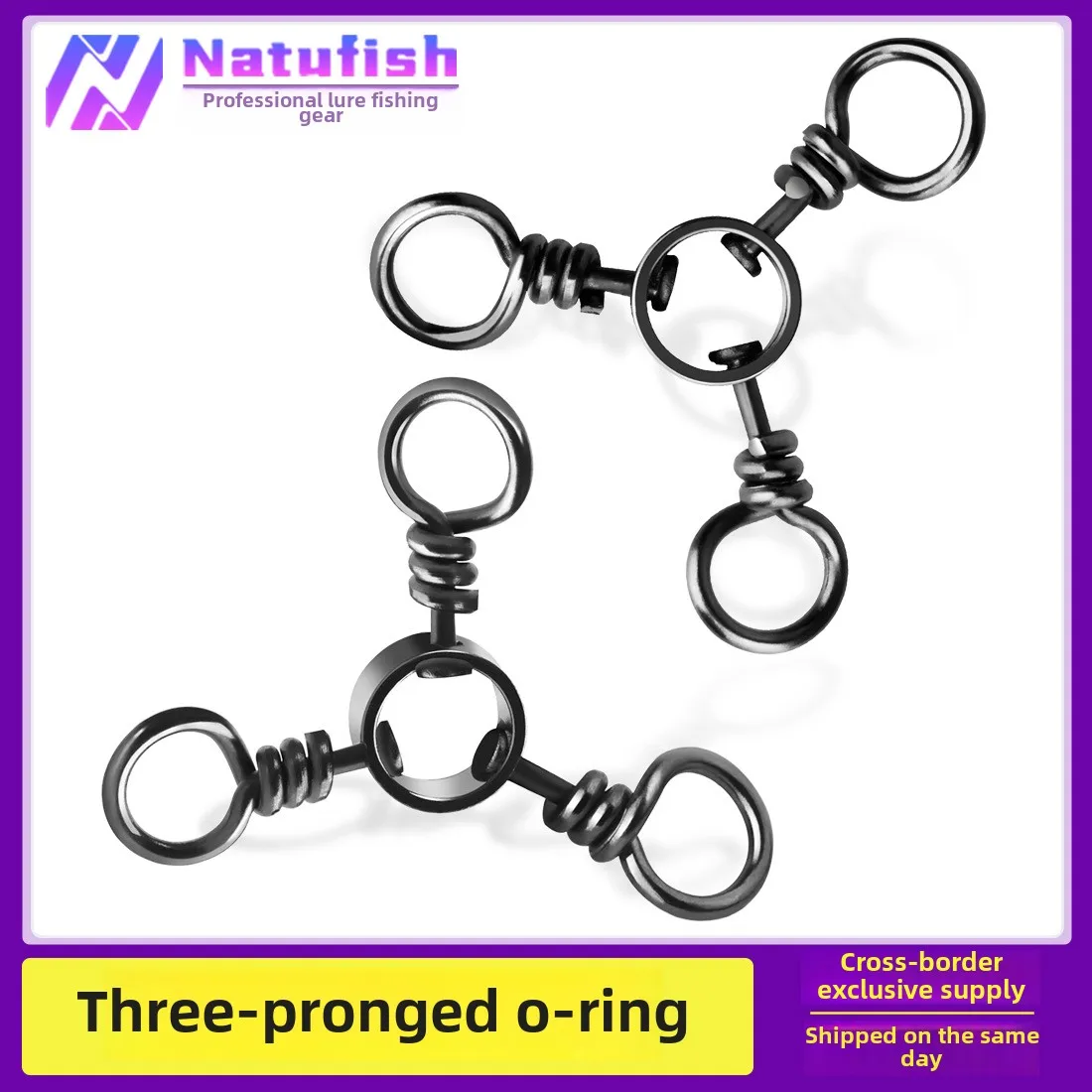 Three-pronged swivel ring sea fishing string hook bifurcated connection. Line group anti-winding hook splitter fishing supplies