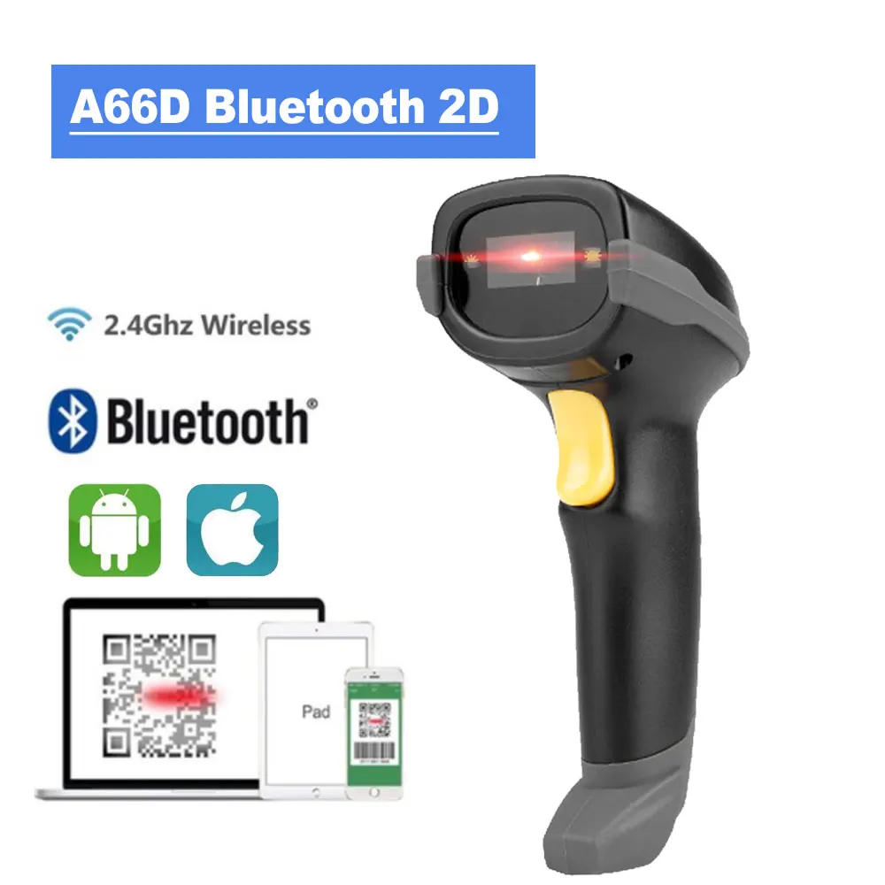 Imagem -04 - Wireless Handheld Barcode Scanner 1d 2d Laser qr Code Reader Desktop Scanner Wireless Bluetooth Holyhah-a30d