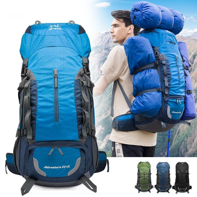 60L high capacity mountaineering bag hiking camping long distance travel outdoor backpack men\'s and women\'s sports bag 2