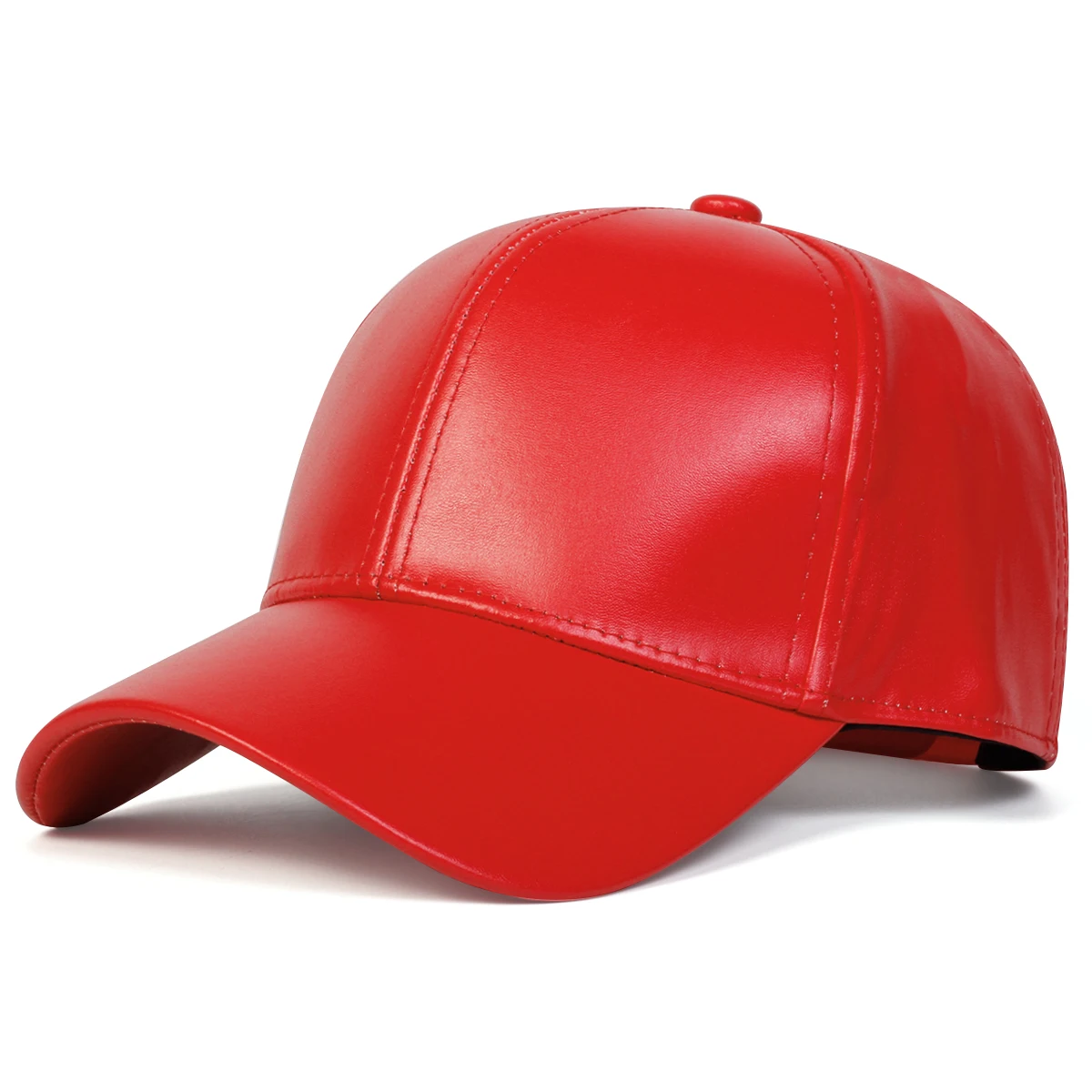 Unisex-Baseballmütze aus PU-Leder mit hellem Panel und einfarbigem Design, verstellbar für Frühling und Herbst, lässiger Sonnenschutzhut für den Außenbereich – Detail 6