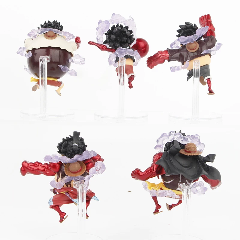 5pcs/set Funny One Piece Gear 4 Luffy Anime Figures Pvc Model Toys 11cm