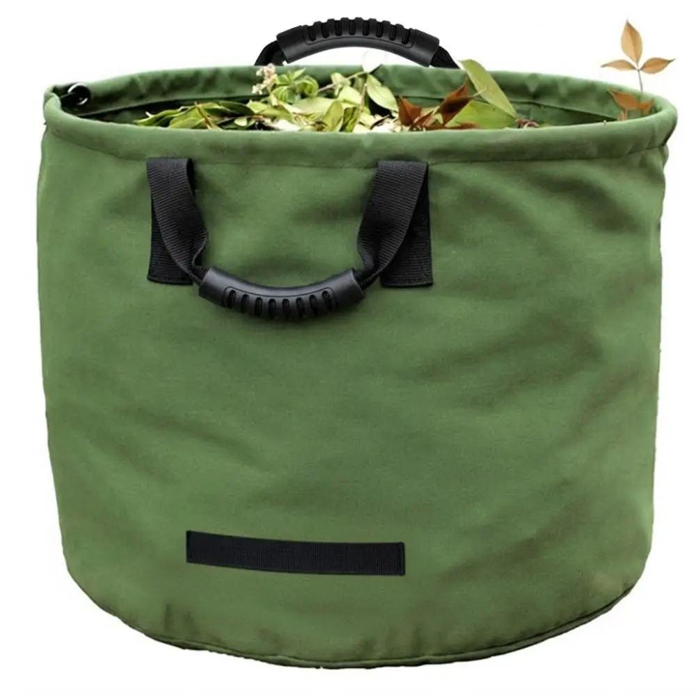 Durable Portable Garden Bag Waterproof Canvas Lawn Bag with Handles Reusable Yard Waste Bag Weed and Debris Gathering