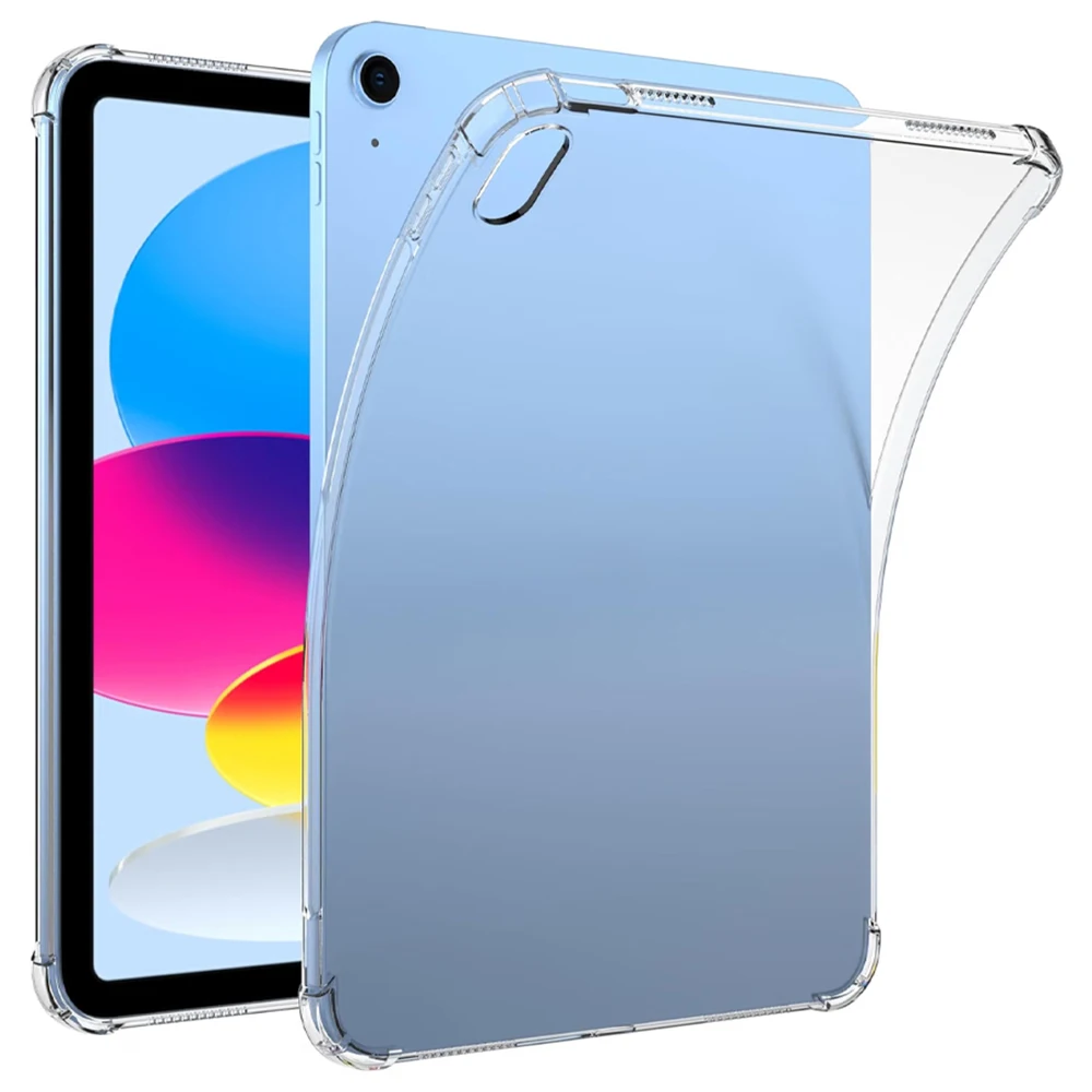 Clear TPU Tablet Case for iPad 5th/7th/8th/10th/11th (A16), iPad mini 4/5/6/7 (A17 Pro), iPad Air 4/5, Air 11-inch M2/M3, Air 13-inch M2, iPad Pro 11/12.9-inch (2020), Pro 11/13-inch M4, Slim Back Cover with Reinforced Shock-Absorbing Corners