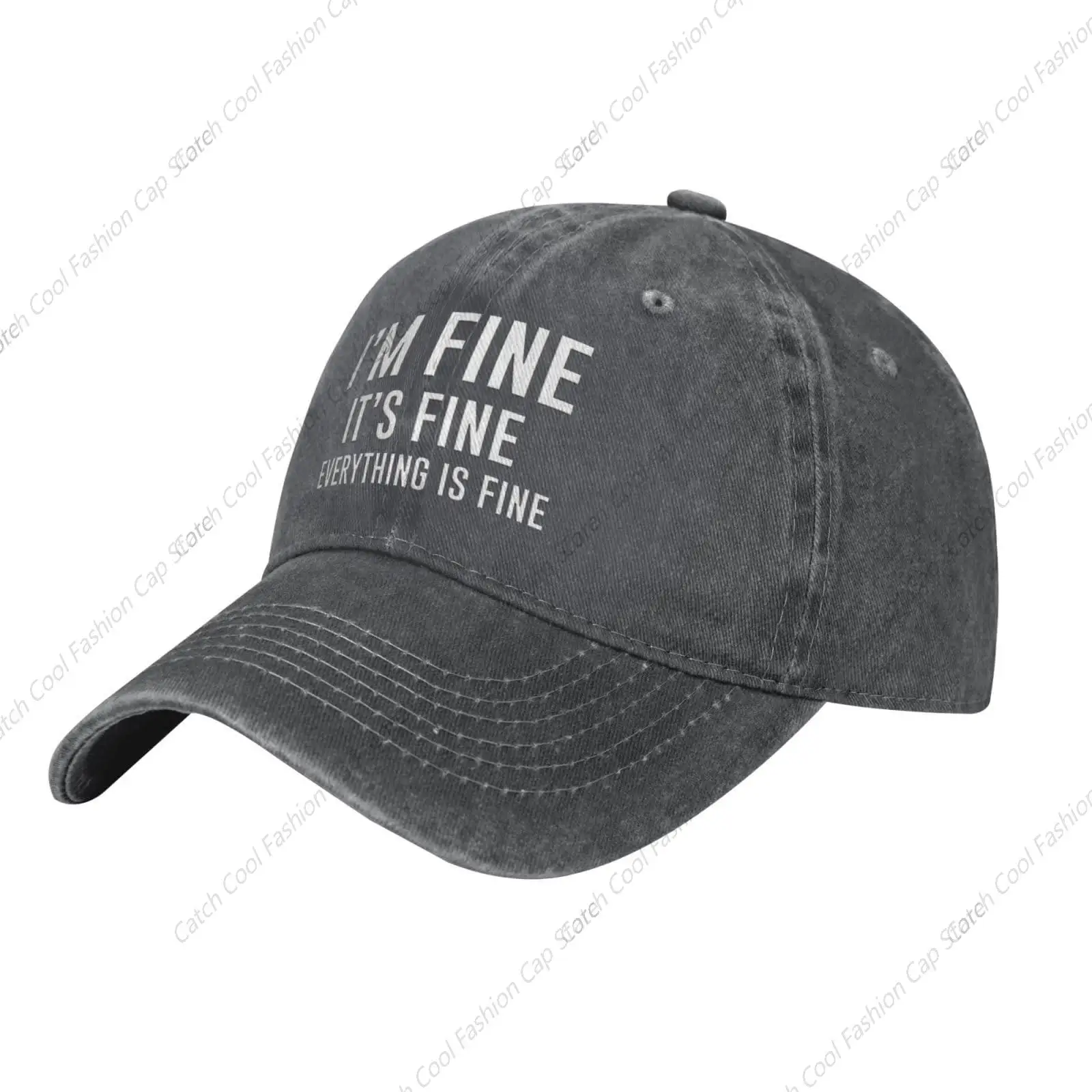 

I'm Fine Everything is Fine Baseball Cap for Men Women Vintage Trucker Denim Hat Washed Cotton Fashion Unisex Adjustable Sports