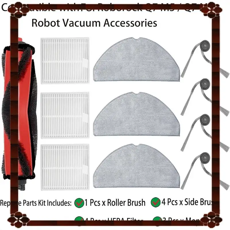 Entrega em 24 horas para roborock q7 m5/q7 m5 + q7 l5 11 peças de reposição principal escova lateral filtro mop pano aspirador accesso