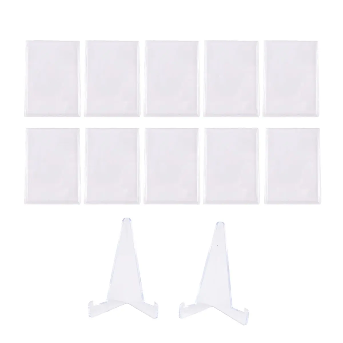 【STOCK】Cards Sleeves Top Loaders 10 Hard Plastic Card Protector Clear Card Brick + 2 Display Stand