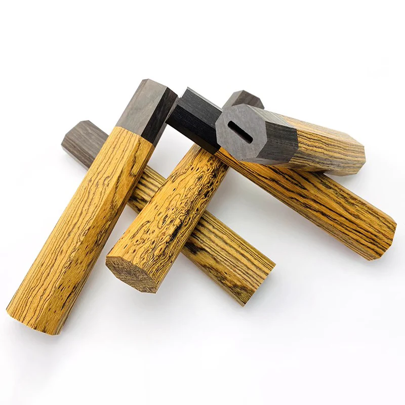 2 Sizes Custom Natural Solid Wood Rivet Structure Japanese Style Octagonal Wooden Knife Handle For Kitchen Fish Chef Cutter Make