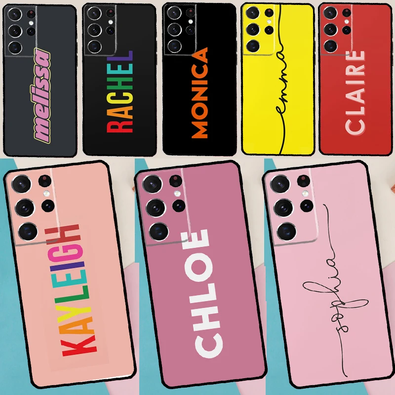 Personalised Rainbow Name Initials Case For Samsung Galaxy S26 Ultra S25 S24 S23 S22 S21 S10 Plus S20 FE S25 Ultra Cover Coque
