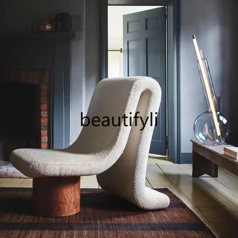 

XZ1Nordic modern waterfall chair single backrest sofa chair solid wood leisure model room