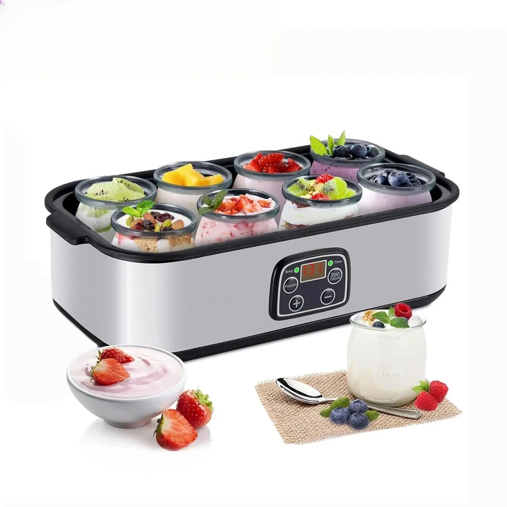 *For 110V/220V Yogurt Maker Adjustable Temperature Time Yogurt Maker Professional Ice Cream Pudding Maker with 8 Yogurt Jar*