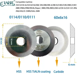 Wenxing Cutter 0111/ 0110 60x6x16 for WENXING 218A 218B 218E 268 283 288E 218F 218G JZ-2BS JZ-238 Key Machine