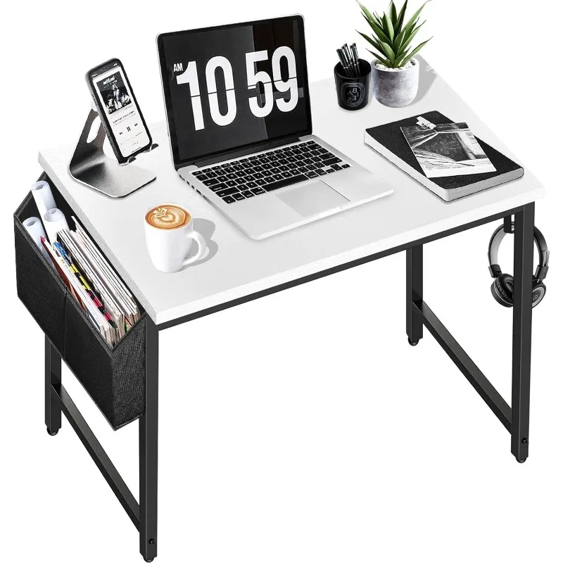 

Small Computer Desk for Bedroom White Modern Writing Table for Small Spaces Kids Teens Student Study Work PC Desk 31 Inch