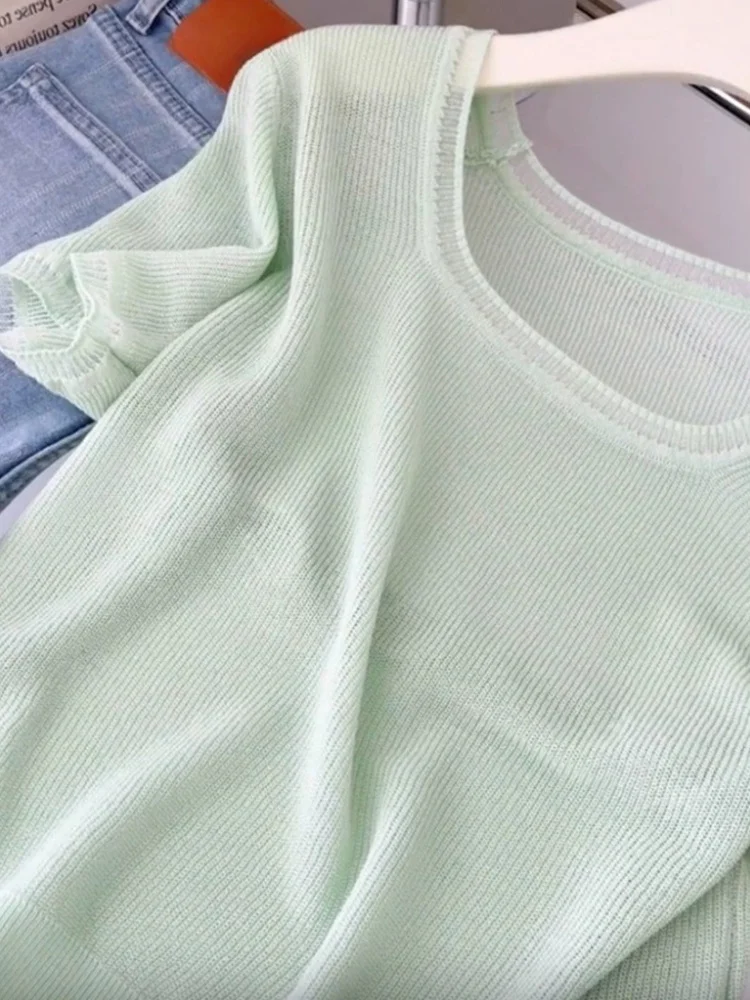 Top casual versatile lavorato a maglia in seta di ghiaccio ort Sve Design estivo da donna morbido e delicato sulla pelle Base Sensation irt Sle coreano