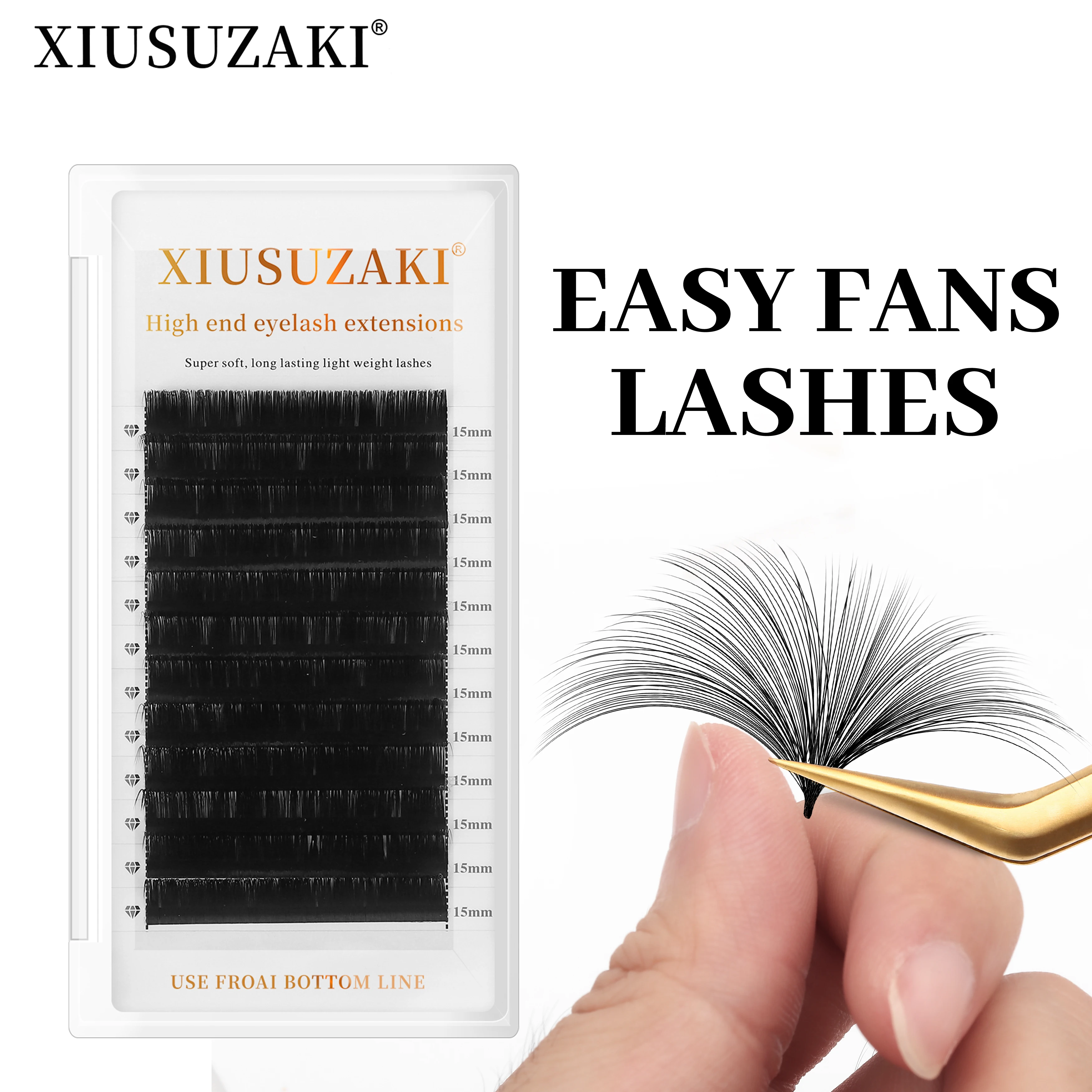 XIUSUZAKI kipas mudah bulu mata bulu cerpelai palsu cepat mekar otomatis berbunga 8-25mm Volume lembut ekstensi bulu mata peralatan rias