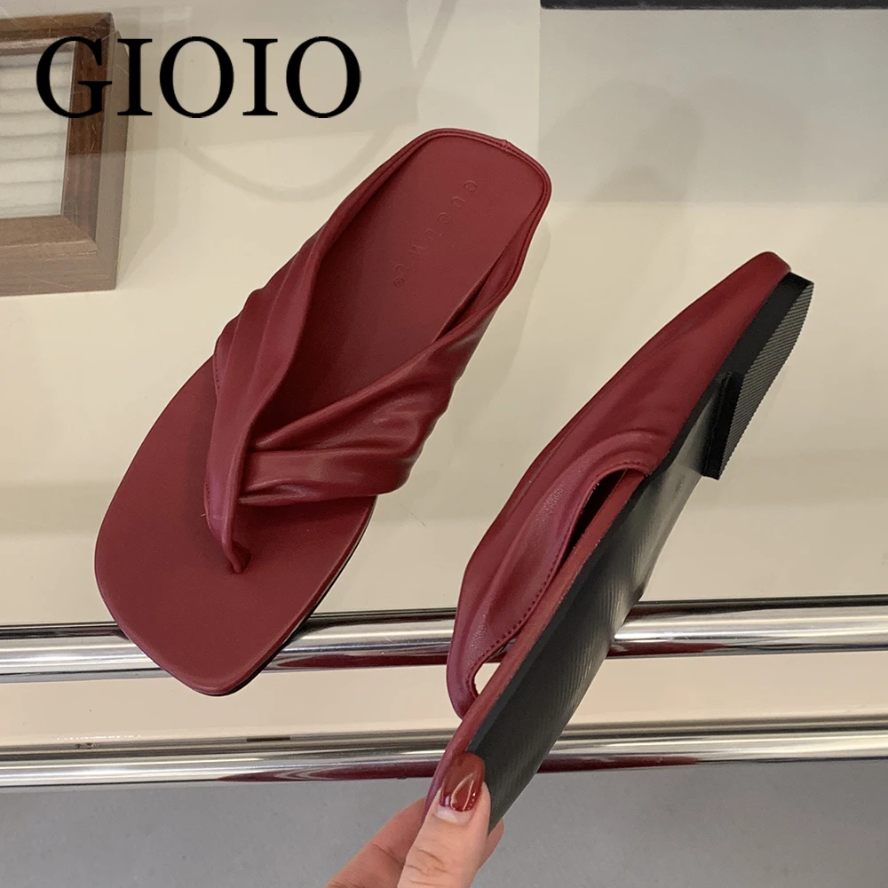

《GIOIO》Summer Beach Flip Flops Slides Slippers For Women Fashion Female Outdoors Sandals Red Y2K Ladies Flats Slippers Shoes