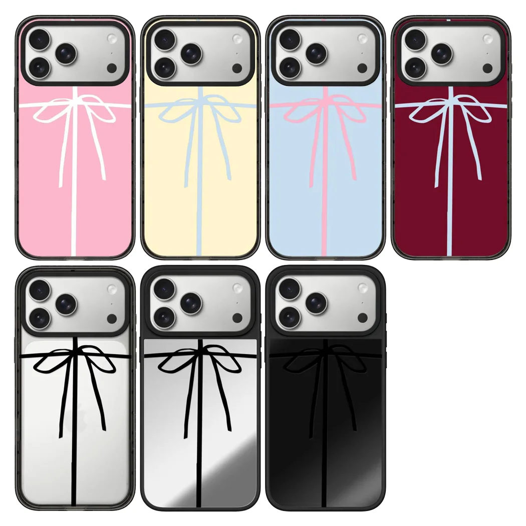 

Bowknot Pattern Impact Acrylic / Mirror Magnetic Phone Case Cover for IPhone 12 13 14 15 16 17 Pro Max Case for IPhone 17 Air