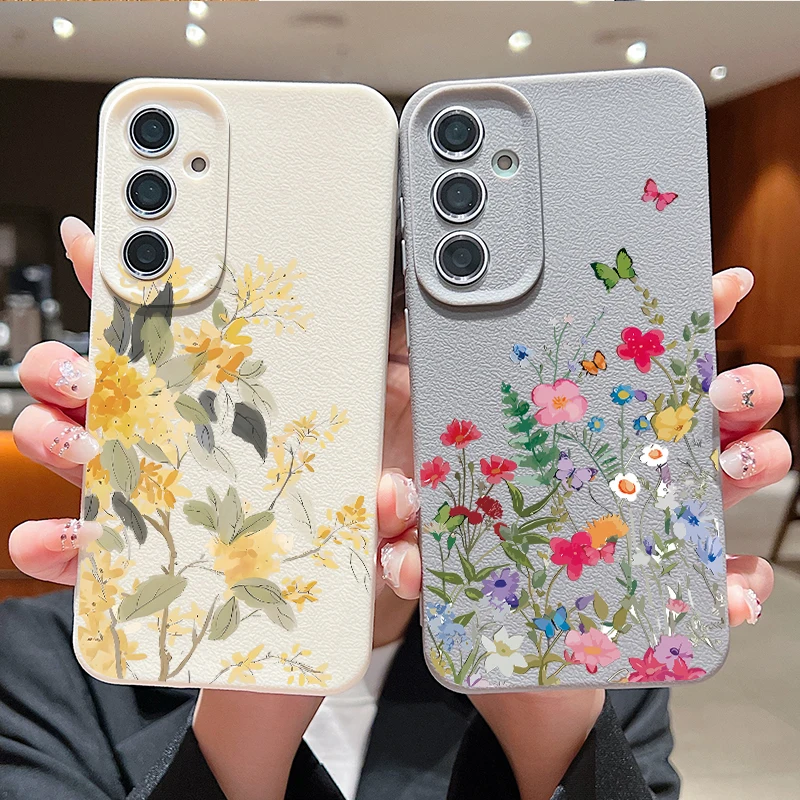 INS Sunflower Print Case For Samsung S26 Ultra S25 FE S24 S23 S22 Plus S21 A54 A15 A35 A55 A16 A36 A56 A17 A37 A57 5G Capa Funda