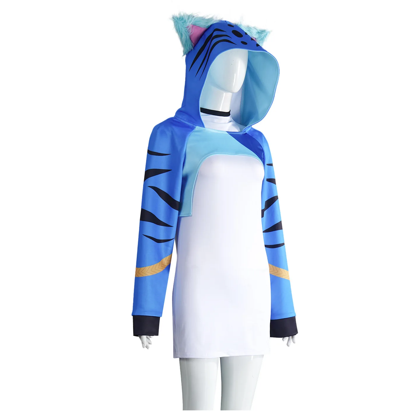 ชุดคอสเพลย์ Kpop Demon Hunters Derpy Tiger เสื้อฮู้ดสีน้ำเงิน ชุดเสื้อยืด ชุดยูนิฟอร์ม Kpop สำหรับผู้หญิง เด็กผู้หญิง ผู้ใหญ่ เด็ก ชุดคริสต์มาส