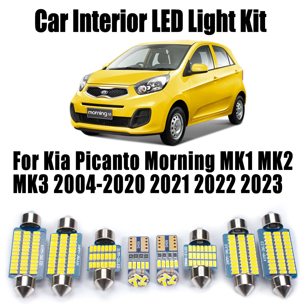 Canbus Car LED Interior Dome Reading Trunk Light Kit For Kia Picanto Morning MK1 MK2 MK3 2004- 2021 2022 2023 License Plate Lamp