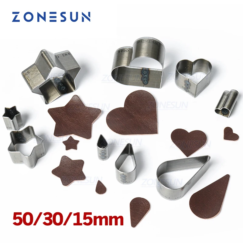 

ZONESUN Full Steel Leather Cutting Die Steel Rule Die Heart Star Teardrop Mold Punching Clicker Die For Cutting Out Leather PVC