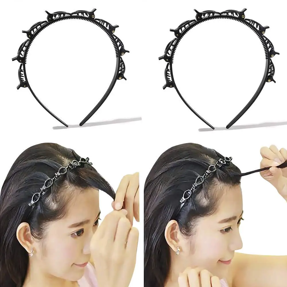 Fascia per capelli con forcina per capelli con frangia nera da 2 pezzi, Clip per frangia professionale, strumento per treccia, accessori per capelli