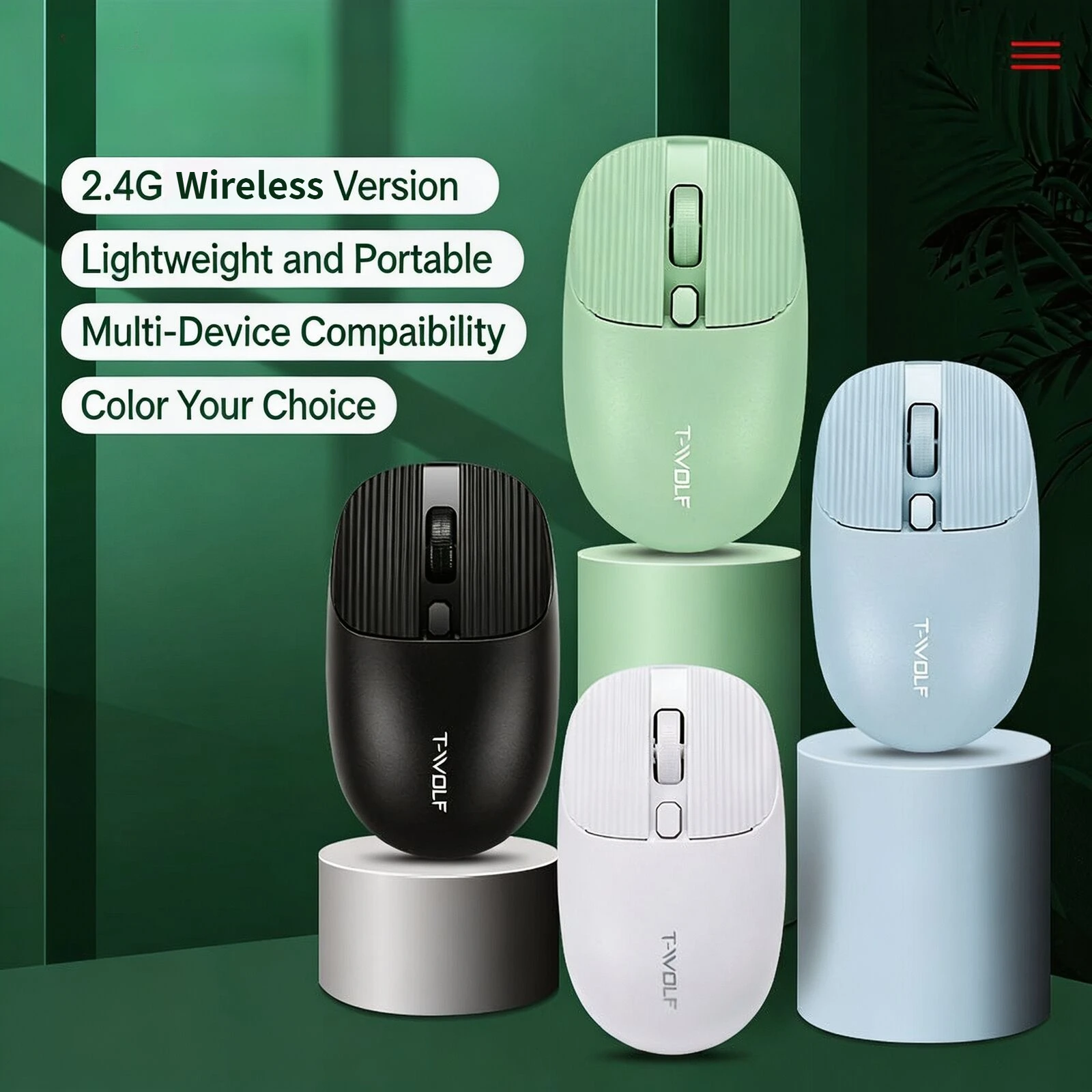 Portable 2.4G Wireless Adjustable DPI Lightweight Symmetric Battery Power Supply Office Mouse For Laptop Desktop Notebook PC
