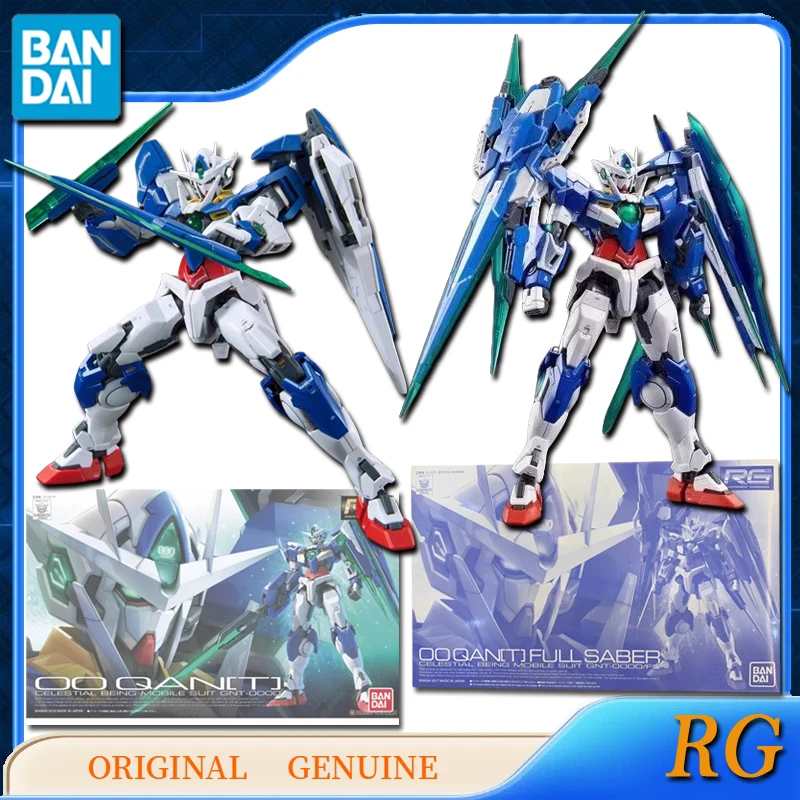 Bandai-figuras de acción de Gundam RG 00QAN, juguetes originales de Anime para niños y niñas, regalo para niños, adornos de modelos coleccionables